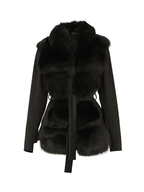 Giacca CD1203 in misto lana e pelliccia di volpe Nero YES LONDON | CD1203NERO/NERO